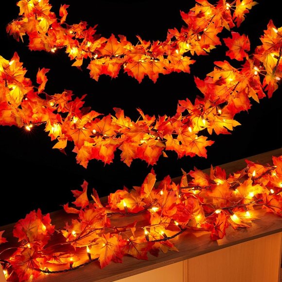 Fall Decorations for Home 9FT Plug in Thanksgiving Lights‎ Fall Garland 50 Bulbs - Picture 1 of 8